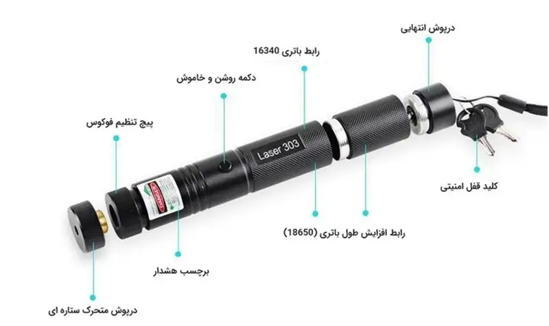 امکانات لیزر سبز مدل 303